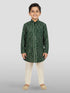 Boys Green Rayon Bandhani Kurta Pyjama Set