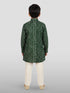 Boys Green Rayon Bandhani Kurta Pyjama Set