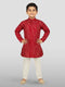 Boys Maroon Rayon Bandhani Kurta Pyjama Set