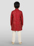 Boys Maroon Rayon Bandhani Kurta Pyjama Set