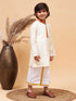 Boy's' Maroon And White Kurta With Mundu Set