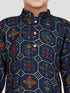 Boys Navy Blue Rayon Kurta Pyjama Set