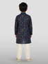 Boys Navy Blue Rayon Kurta Pyjama Set