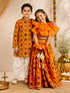 Boy's Mustard Kurta Patiala Set Foil Print