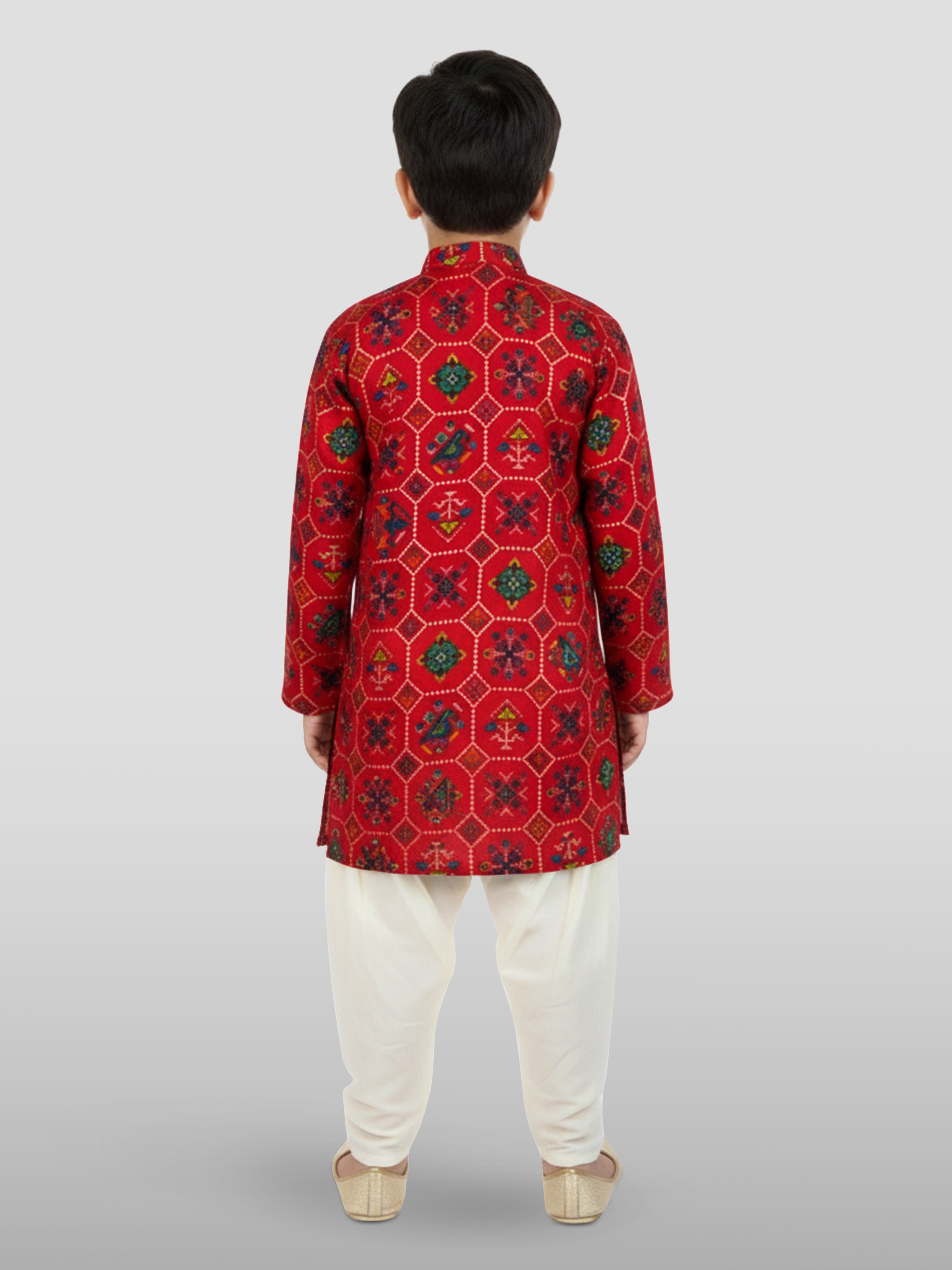Boy's' Red Kurta And Patiala Set