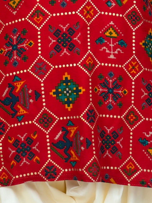 Boy's' Red Kurta And Patiala Set