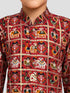 Boy's Red Rayon Patola Kurta Pyjama Set
