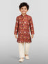 Boy's Red Rayon Patola Kurta Pyjama Set