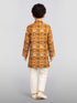 Boy's Yellow Rayon Patola Kurta Pyjama Set