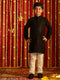 Boy's' Black And White Schiffli Kurta Pyjama Set