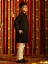 Boy's' Black And White Schiffli Kurta Pyjama Set