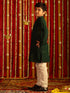 Boy's' Green And White Schiffli Kurta Pyjama Set