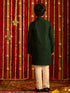 Boy's' Green And White Schiffli Kurta Pyjama Set