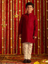 Boy's' Maroon And White Schiffli Kurta Pyjama Set