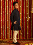 Boy's' Navy Blue And White Schiffli Kurta Pyjama Set