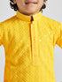 Boy's' Yellow And White Schiffli Kurta Pyjama Set