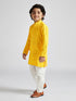 Boy's' Yellow And White Schiffli Kurta Pyjama Set