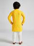 Boy's' Yellow And White Schiffli Kurta Pyjama Set
