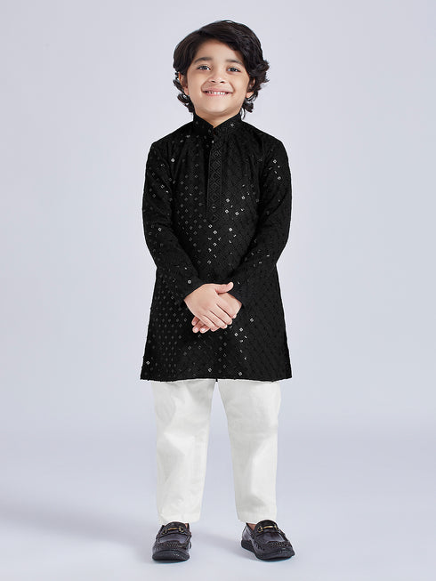 Boy's' Black Kurta And Pyjama Set