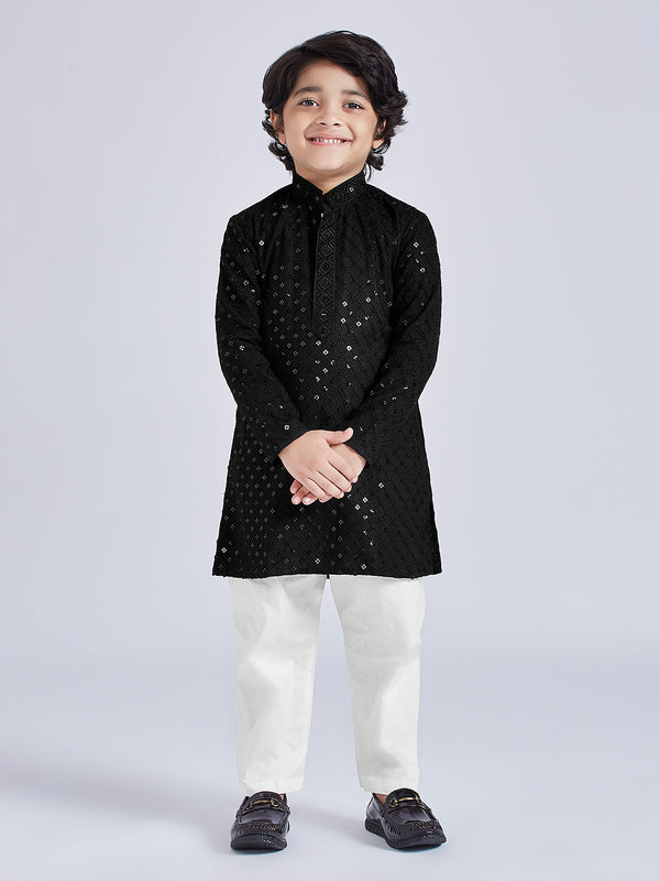 Boy's' Black Kurta And Pyjama Set
