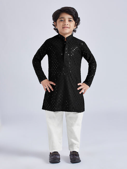 Boy's' Black Kurta And Pyjama Set