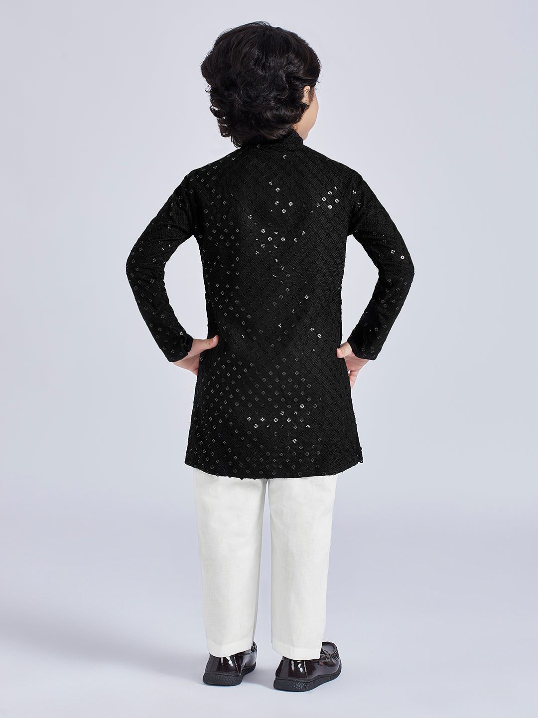 Boy's' Black Kurta And Pyjama Set