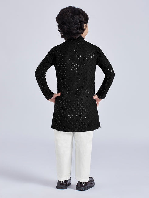 Boy's' Black Kurta And Pyjama Set