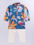 Boy's Multi Color Base Blue Kurta Pyjama Set