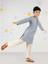 Boy's Aqua Silk Kurta Pyjama Set