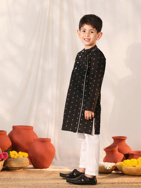 Boy's' Black Kurta Pyjama Set