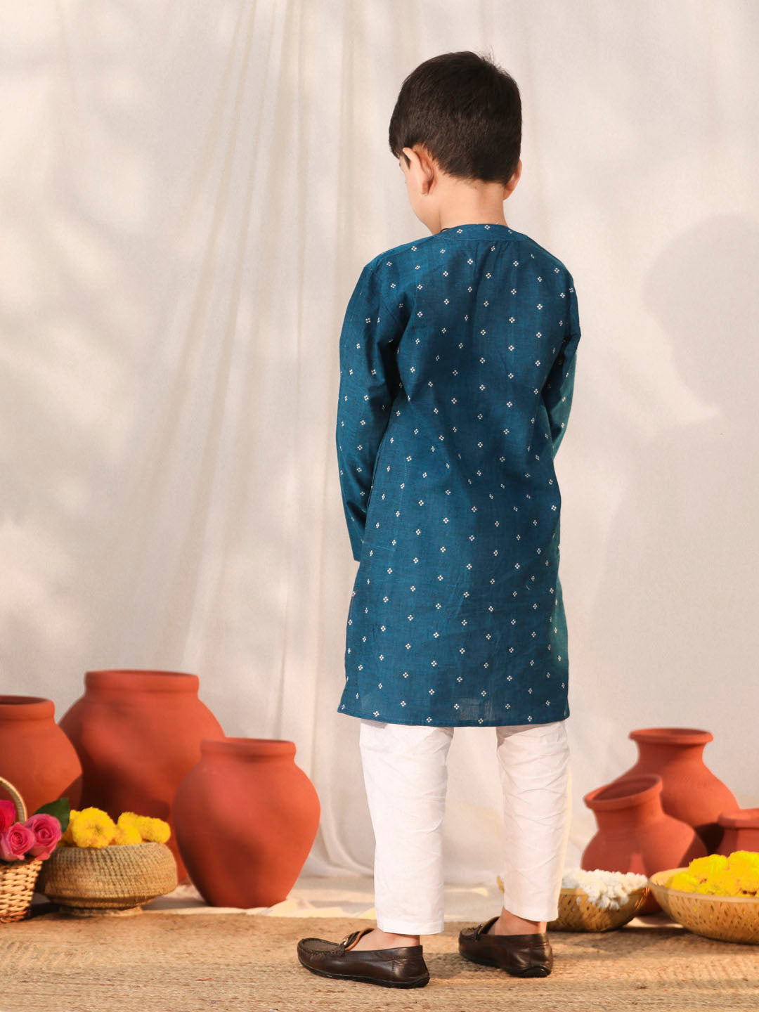 Boy's' Turquoise Kurta Pyjama Set