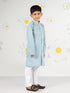Boy's' Blue And White Kurta Pyjama Set