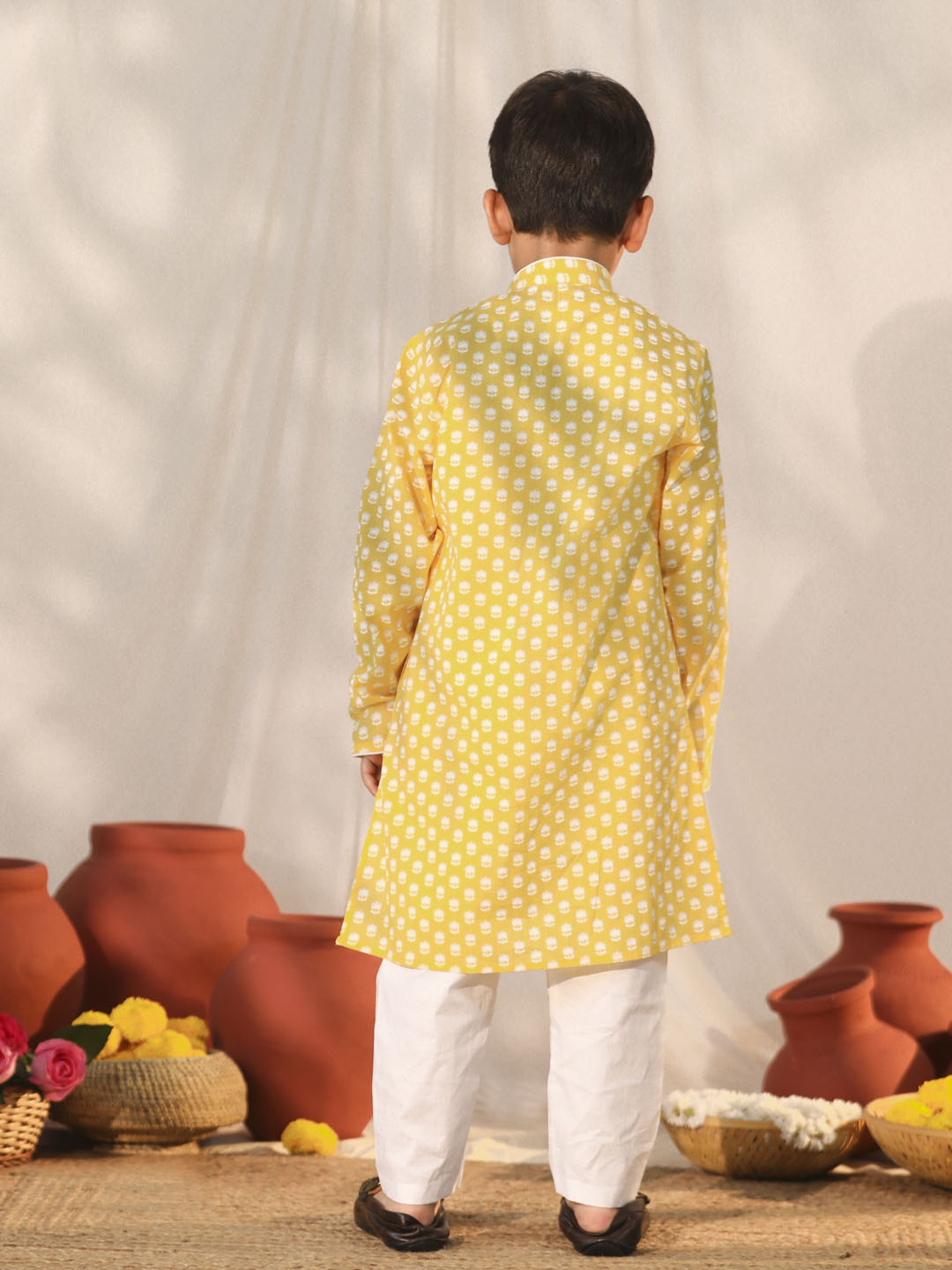 Boy's' Yellow Kurta Pyjama Set