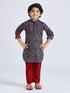 Boy's' Navy Blue Kurta Pyjama Set