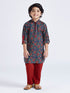 Boy's' Navy Blue Kurta Pyjama Set