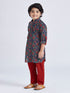 Boy's' Navy Blue Kurta Pyjama Set