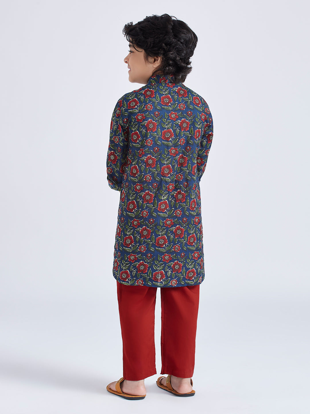 Boy's' Navy Blue Kurta Pyjama Set