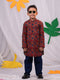 Boy's' Rust Brown Floral Kurta Pyjama Set