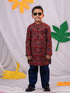 Boy's' Rust Brown Floral Kurta Pyjama Set