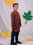 Boy's' Rust Brown Floral Kurta Pyjama Set