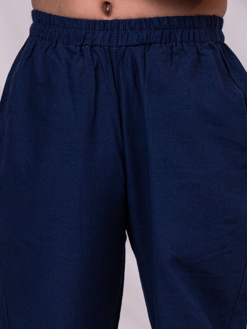 Boy's' Rust Brown Floral Kurta Pyjama Set