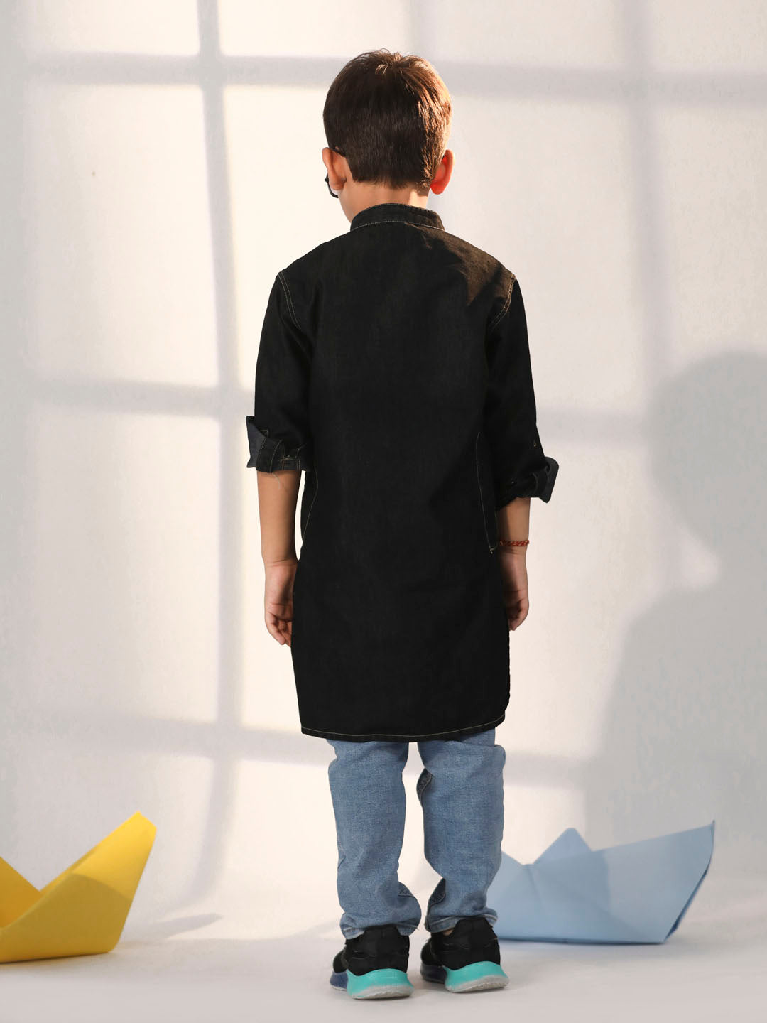 Boy's' Black Denim Kurta