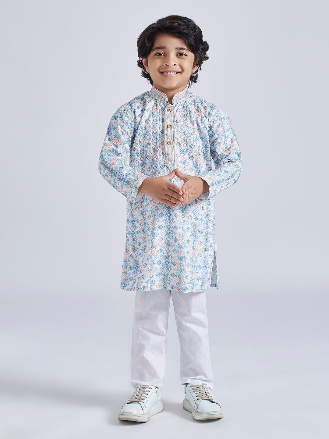 Boy's' Aqua Kurta And Pyjama Set
