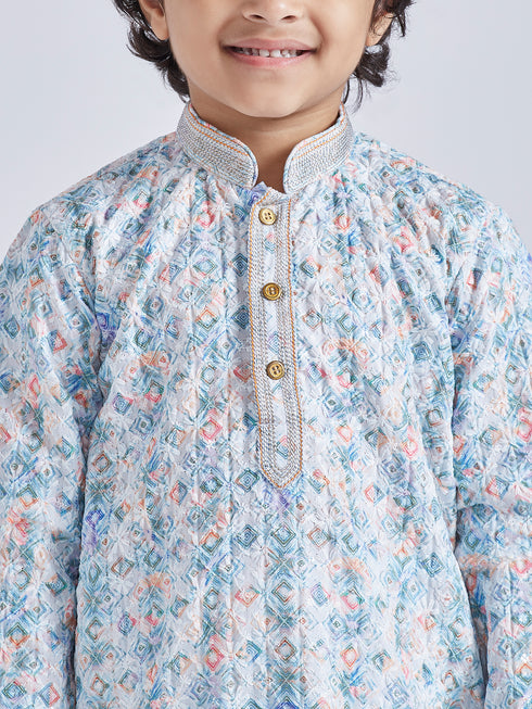 Boy's' Aqua Kurta And Pyjama Set