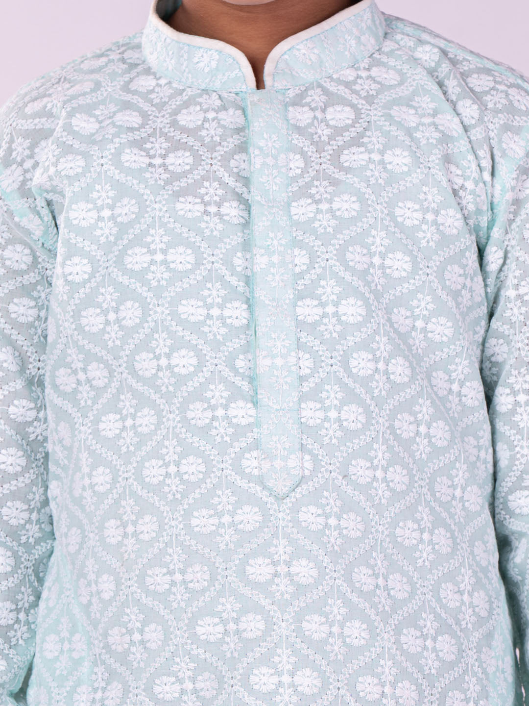 Boy's' Green And White Kurta And Pyjama Set