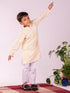 Boy's' Yellow Chikankari Worked Cotton Kurta Pyjama Set