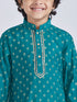 Boy's' Green And Cream Kurta Pyjama Set