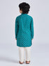 Boy's' Green And Cream Kurta Pyjama Set