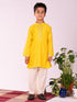 Boy's' Yellow And Cream Kurta Pyjama Set