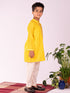 Boy's' Yellow And Cream Kurta Pyjama Set